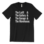 Load image into Gallery viewer, The Loft & The Gallery & The Garage (paradise garage) & The Warehouse T-Shirt