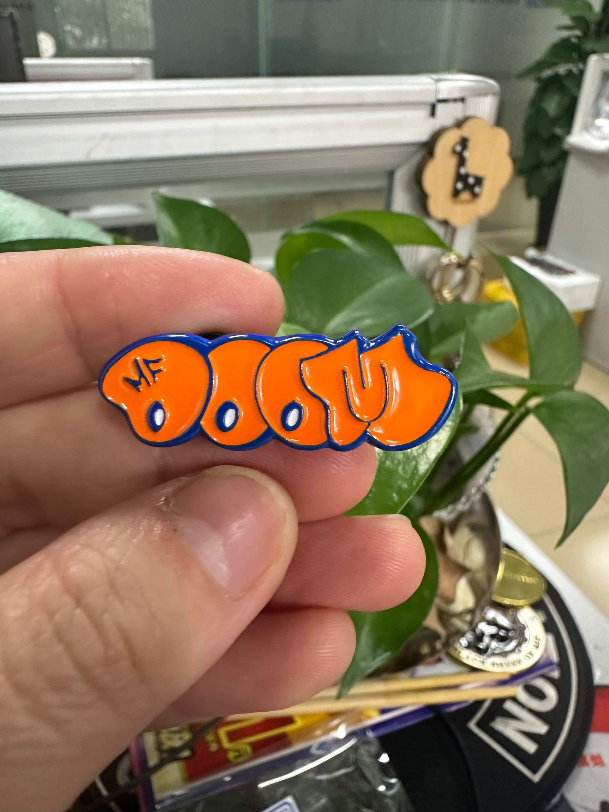 MF Doom Orange and Blue Pin