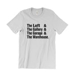 Load image into Gallery viewer, The Loft &amp; The Gallery &amp; The Garage (paradise garage) &amp; The Warehouse T-Shirt
