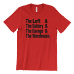 Load image into Gallery viewer, The Loft &amp; The Gallery &amp; The Garage (paradise garage) &amp; The Warehouse T-Shirt
